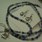 Blue Fish Name Badge/Tag Lanyard/Earring Set