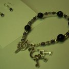 Dark Amythest Galaxy Bead Bracelet/Earring Set