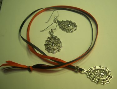 Halloween Spider Necklace/Earring Set