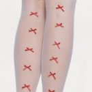 Sheer Thigh High with Contrast Lace Top and Rear Bows