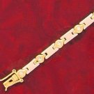 Brushed and Polished Two Tone & CZ Bracelet with Round and Square Links