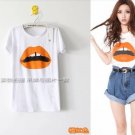 Summer Vogue Lip Print Short Sleeve Tshirt