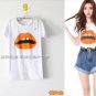 Summer Vogue Lip Print Short Sleeve Tshirt