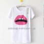 Summer Vogue Lip Print Short Sleeve Tshirt