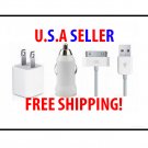 3 in 1 mini AC Wall CHARGER + CAR CHARGER + USB CABLE FOR iPod I PHONE 3G 4G