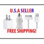 3 in 1 mini AC Wall CHARGER + CAR CHARGER + USB CABLE FOR iPod I PHONE 3G 4G