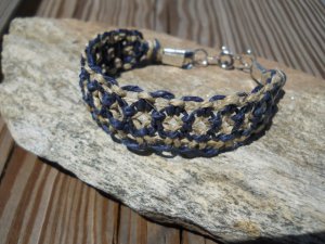 Hemp Lace Bracelet (blue and tan)