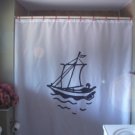 Bath Shower Curtain sailing boat sail flag water yacht rope