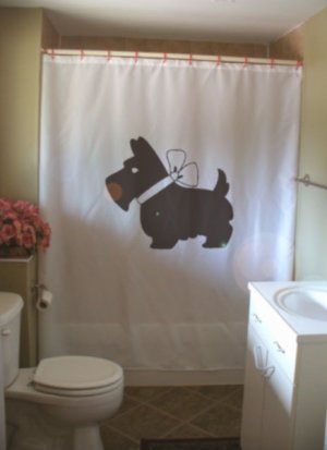 Bath Shower Curtain scottie dog bow Scottish terrier breed