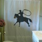 Bath Shower Curtain cowboy lasso horse rope ride wild west