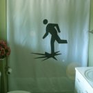 Bath Shower Curtain walking on thin ice crack break fall in