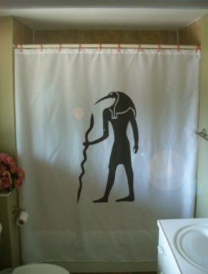 Bath Shower Curtain Thoth ancient Egypt god ibis head baboon