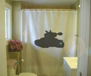 Bath Shower Curtain tank war track armor vehicle turret gun