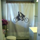 Bath Shower Curtain tandem bicycle bike vintage two rider
