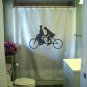 Bath Shower Curtain tandem bicycle bike vintage two rider