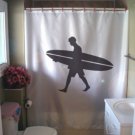 Bath Shower Curtain surf board dude surfer catch the wave