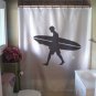 Bath Shower Curtain surf board dude surfer catch the wave