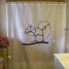 Bath Shower Curtain squirrel branch eat nut tail rodent ear