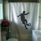 Bath Shower Curtain soccer football player sport ball kick