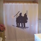 Bath Shower Curtain ski lift skier winter sport slope pole