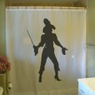 Bath Shower Curtain sexy pirate lady 2 sword high heel boot