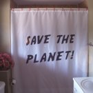 Bath Shower Curtain save the planet warning billboard sign