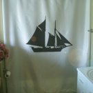 Bath Shower Curtain sailing ship mast sail keel ocean sea