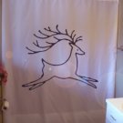 Bath Shower Curtain reindeer antlers Christmas holiday Santa