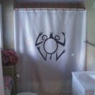 Bath Shower Curtain prehistoric frog rock carving wall carve