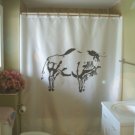 Bath Shower Curtain prehistoric bison cave art rock ancient