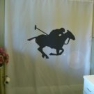 Bath Shower Curtain polo player horse mallet gallop game
