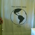 Bath Shower Curtain Planet Earth your world needs you globe