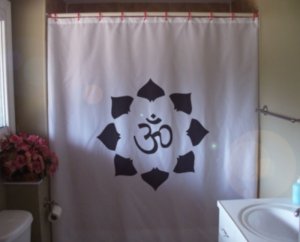 Bath Shower Curtain OM lotus aum sacred syllable petal Hindu