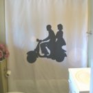 Bath Shower Curtain moped couple date love man woman ride
