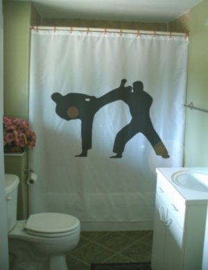 Bath Shower Curtain martial art kick block men fight honour