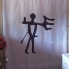 Bath Shower Curtain man with hand of god petroglyph penis