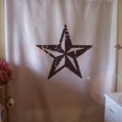 Bath Shower Curtain lone star symbol five point Texas rough