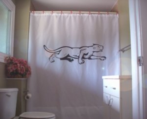 Bath Shower Curtain lioness prowl female lion hunt run chase