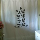 Bath Shower Curtain leaf pattern branch twig leaves swirl
