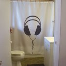 Bath Shower Curtain headphones wire lost in music escape