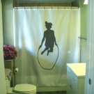Bath Shower Curtain girl jumping rope jump skip skipping fun