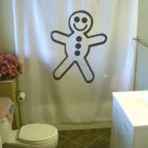 Bath Shower Curtain gingerbread man cookie smile holiday joy