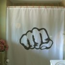 Bath Shower Curtain fist punch hand finger beat hit knuckle