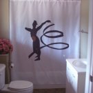 Bath Shower Curtain female gymnast floor exercise ribbon
