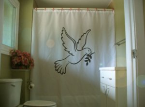 Bath Shower Curtain dove peace on Earth happy season merry