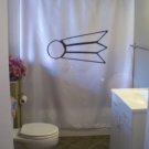 Bath Shower Curtain comet vintage ice orbit space fire ball
