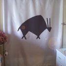 Bath Shower Curtain cave art bison horn antelope gazelle