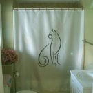 Bath Shower Curtain cat outline feline look shoulder tail
