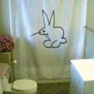 Bath Shower Curtain bunny vintage drawing rabbit cute fluffy