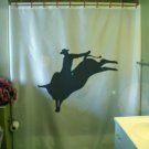 Bath Shower Curtain bull rider rodeo cowboy ride buck horn